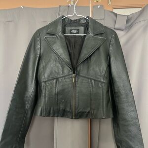 Costa Black Leather Zip-Front Jacket